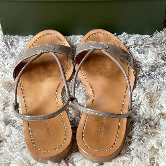 Longchamp Grey leather sandals - Picture 5 of 5